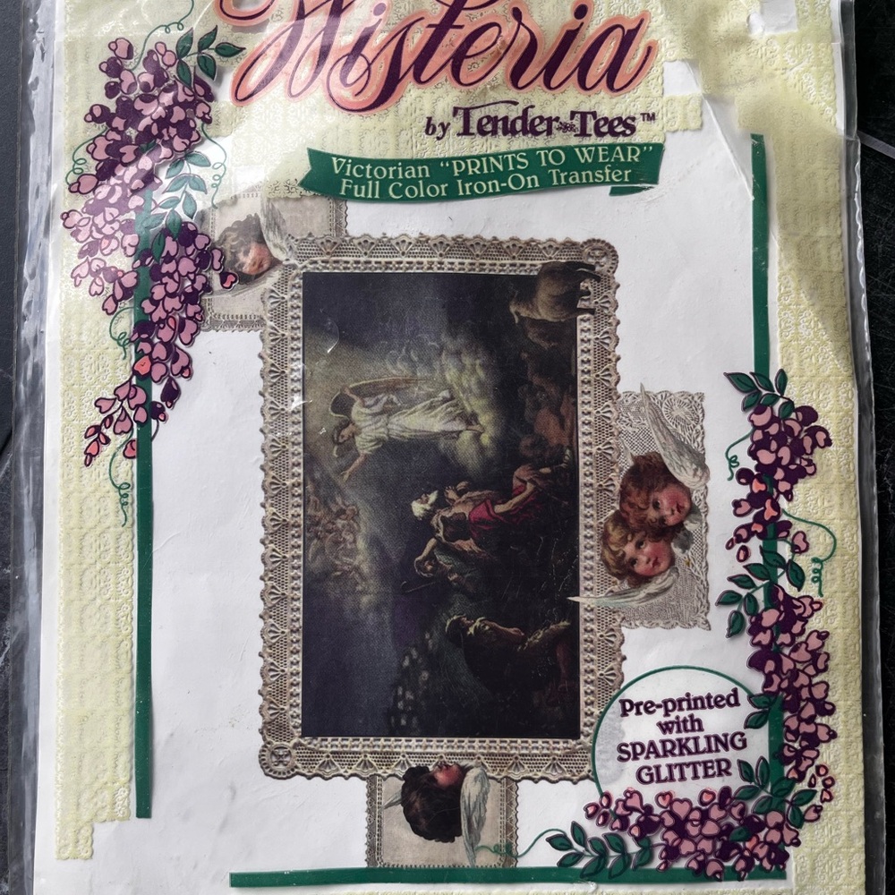 Vintage Iron Transfer 1991 Wisteria  Victorian Angels Color Transfers